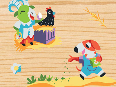 Farm Animals chicken dog egg farm goat illustration