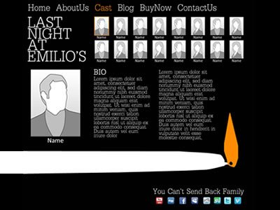 Last Night At Emilio's 3 (full-page) black film navigation orange web website white