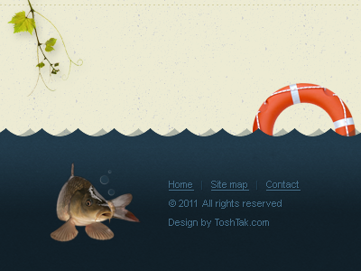 Website footer blue design fish footer help waves web webdesign website