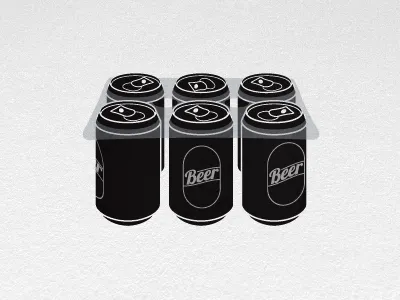 Sixpack 'o beer. beer black can plastic sixpack white