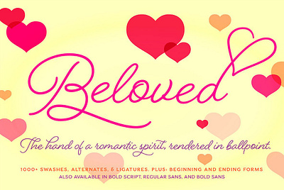 Beloved Script Regular alternates beloved script regular calligraphy casual contemporary display flourish hand drawn headline invitation lettering magazine modern options script thin