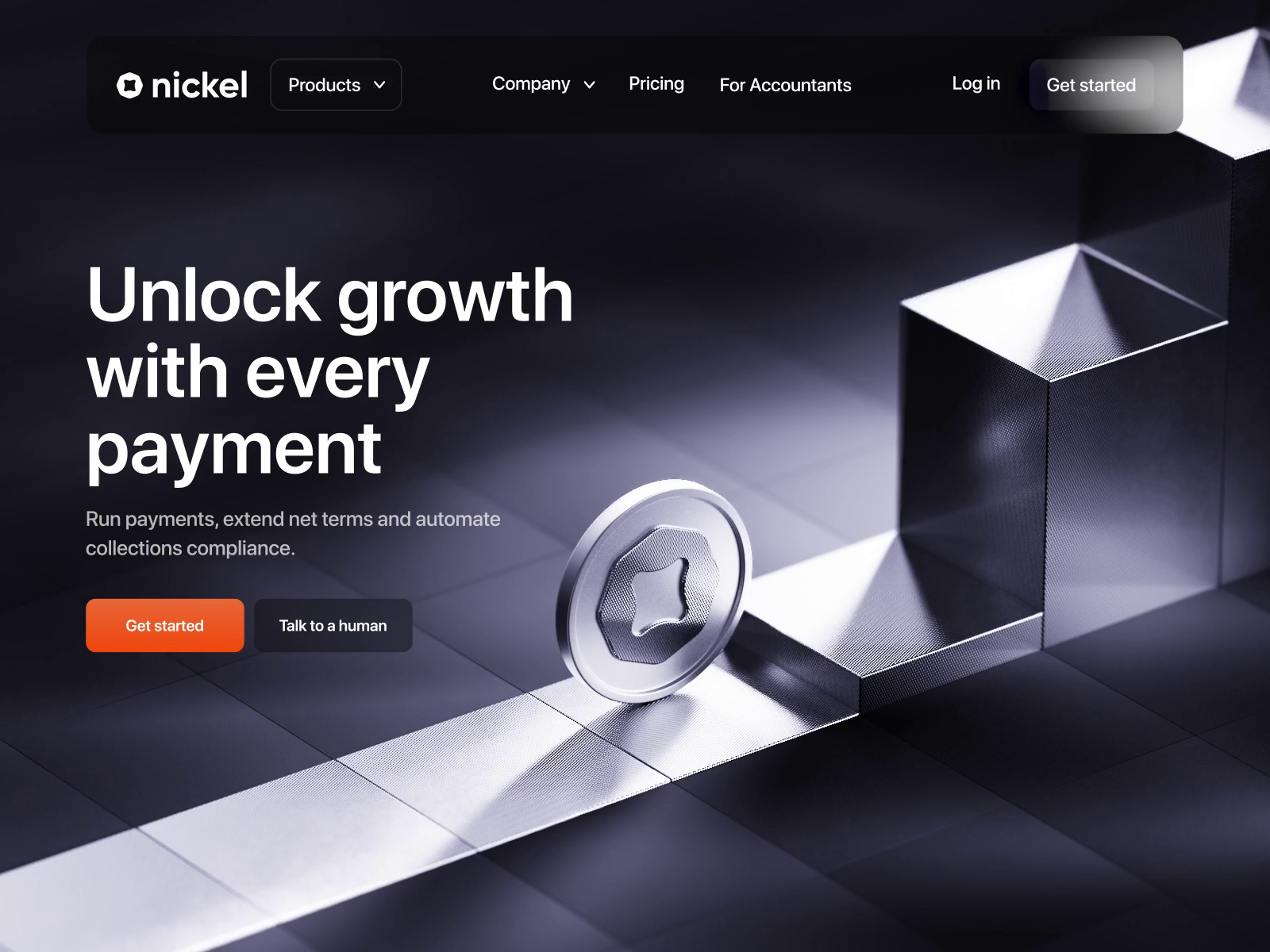 Example of Hero for fintech landing page web design 3D animation