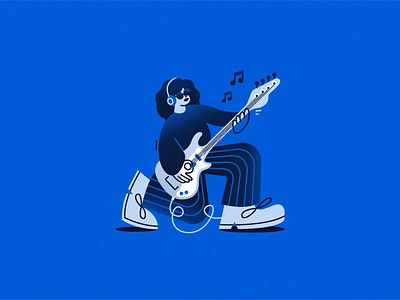 Bass player bass cartoon flat funk funky girl guitar illustration jazz melody music oldschool player retro shadow sound style texture