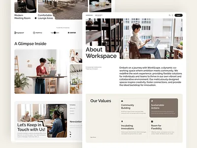 WorkScape About Page – Co-Working Space Website Framer Template co working community co working space coworking life coworking values facilities ui framer template framer templates modern web design office space professional spaces ui design ui inspiration ui showcase ui trends ui ux design website framer website template workspace website
