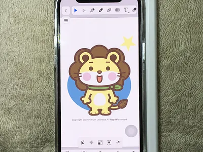 Amadine + iPhone + StylusPen - Lion amadine bezier cute illustration illustrator kawaii lion pop styluspen