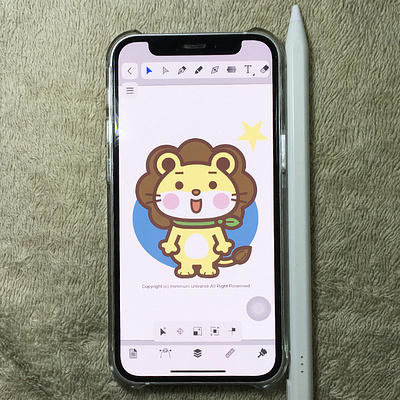 Amadine + iPhone + StylusPen - Lion amadine bezier cute illustration illustrator kawaii lion pop styluspen