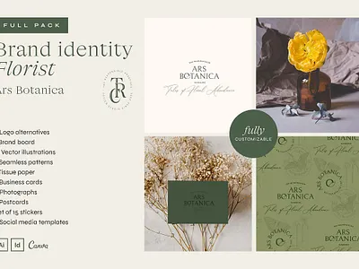 Ars Botanica Full Identity Pack ars botanica full identity pack brand board template brand identity brand identity pack brand stylesheet branding kit business card template graphic templates illustration instagram canva instagram template logo branding kit logo design template online business online shop logo passion economy social media canva social media template stock images stock photography