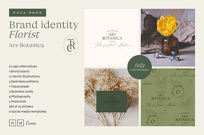 Ars Botanica Full Identity Pack ars botanica full identity pack brand board template brand identity brand identity pack brand stylesheet branding kit business card template graphic templates illustration instagram canva instagram template logo branding kit logo design template online business online shop logo passion economy social media canva social media template stock images stock photography