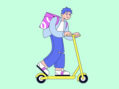 Delivery man 2d animation character animation character design courier delivery deliveryman man monochromatic motion design order scooter service