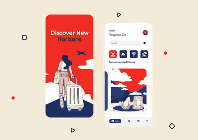 Travel App Design app application branding clean design illustration logo minimal modern product typography ui uiux unique ux