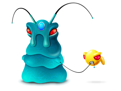 Alien with a dog alien character icon ufo