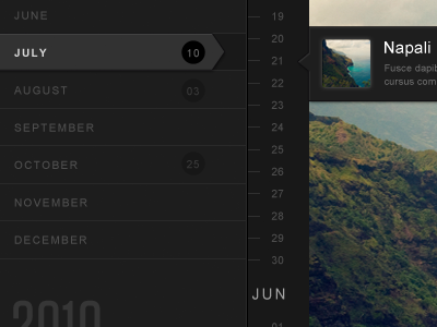 Timeline Update black interface squarespace time v6