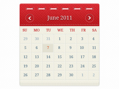 Calendar updated calendar fabric red stiches texture ui user interface