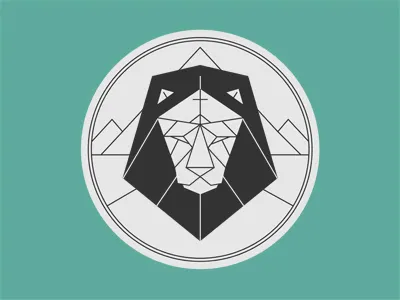 Lion circle illustration lines lion round