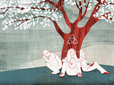 Trinity blue human illustration leaves texture tree trinity