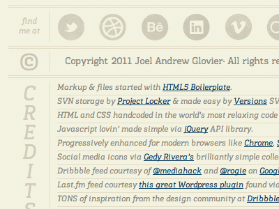 Shot #190531 footer gedy icons kondolar personal typography