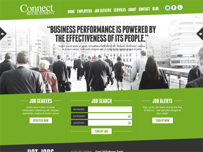 Connect Recruitment banner diagonal green input search white