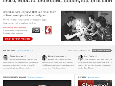 Starting a Riot ios rails riot showcase team website