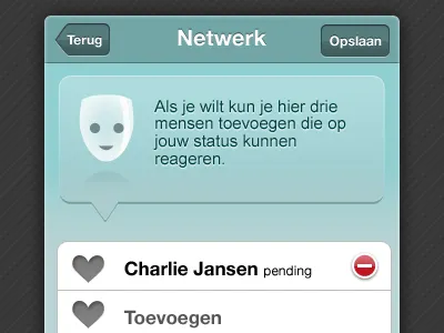Udana's dialogue app application blue button green interface iphone screen