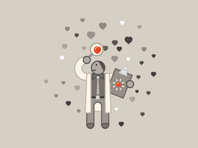 Looking For Love brown heart icon illustration red white