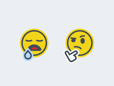 Face emojis: Sleepy + Thinking emoji face flat hand icons illustration sleepy sticker thinking