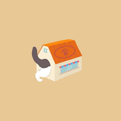 Cat Enters His House illustration