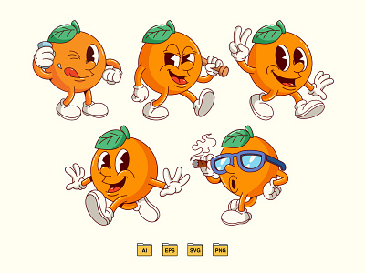 Retro Orange Character 80s 90s branding cartoon design graphic design illustration mascot orange retro