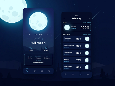 Moon Phase - mobile application app app design design graphic design moon moon phase space themobilereality ui ui design ux