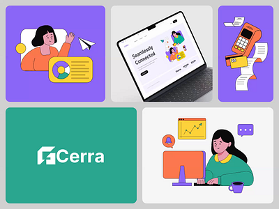 Cerra - CRM Illustration animate asymmetry b2b bold colorful creative crm dipa inhouse dynamic finance fresh fun graphic design illustration startup vector versatile