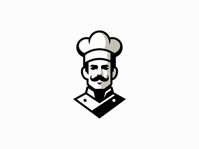 Chef Logo baker bakery branding chef design emblem food gourmet icon identity illustration logo man mark moustache portrait restaurant symbol vector