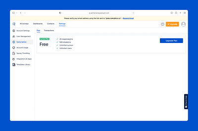 Surveysensum B2B SaaS Survey platform - Subscription design ui ux