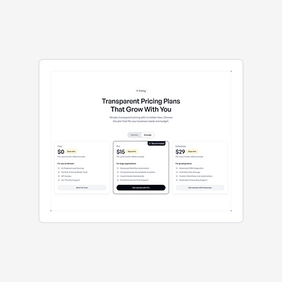 Pricing section landing page pricing section product design ui web design