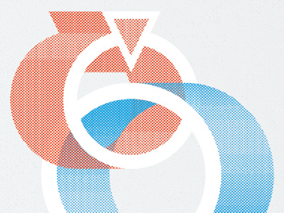 Ring me up. blue design halftone illustration red rings