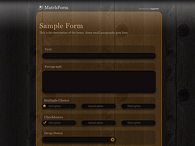 Wooden Form button drop down field form ui elements input submit wood pattern