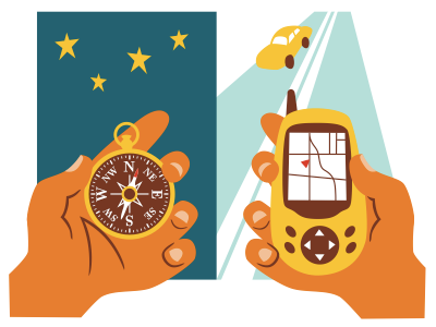 Navigation compass digital gps illustration navigation road stars travel vector