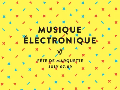 Musique blue electronic french music poster red typography yellow