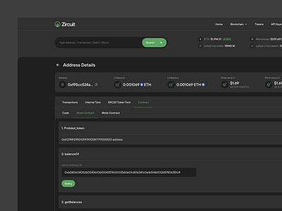 L2 Explorer Product breakdown components crypto dark mode light minimal product sleek ui web3