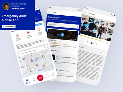 Emergency Report Mobile App (Figma Mobile Design) app blue design emergency figma mobile prototype report sos ui ux