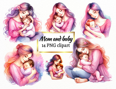 Mothers Day watercolor clipart