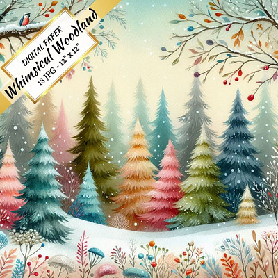 Whimsical Winter Woodland - Digital Paper