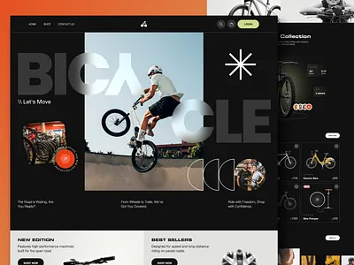 Bicycle Shop Landing Page Design 🚴‍♀️ bicycle bicycle shop bike branding ecommerce graphic design hero section illustration landing page motor bike online store sicycle store ui ux web design website woocommerce