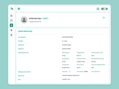 Patient Observation Details – Inpatient Module Rawat.ID cleandesign cleanui detail healthcare patientobservasiondetails rawatid uidesign