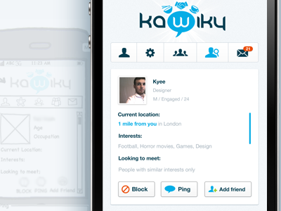 Kawiky - frame to final blue interface iphone kawiky ui