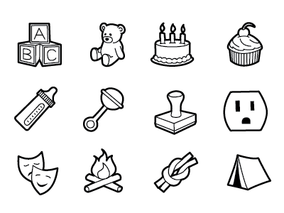 Icon Assortment baby camping hand drawn icon icon set sweets