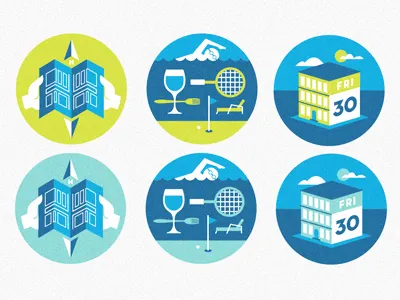 map, amenities, calendar hotel icons illustration