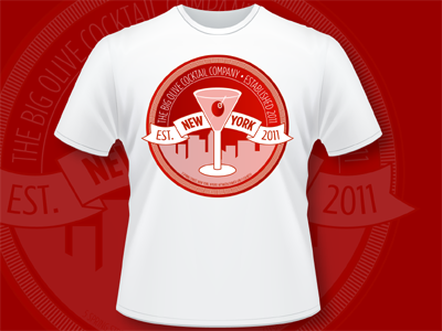 Big Olive T-Shirt big cocktail company martini new olive patch red stamp t shirt your