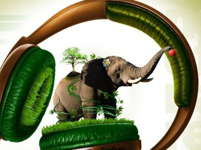 Sound Of Nature brown elephant green headphones momsn photoshop red soundofnature