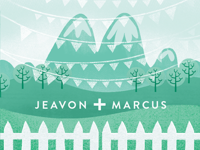 Wedding Invite illustration invitation mountains trees