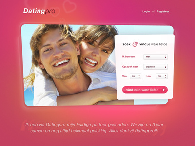 Datingsite concept for client datingsite webdesign website