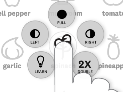 Early Wireframe ipad pizza toppings wireframes